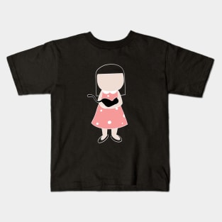 A girl with a cat Kids T-Shirt